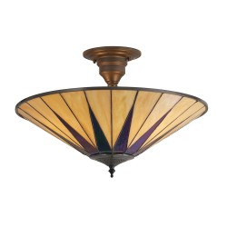 51358-001 Tiffany Glass & Dark Bronze Semi Flush 51358-001 Tiffany Glass & Dark Bronze Semi Flush