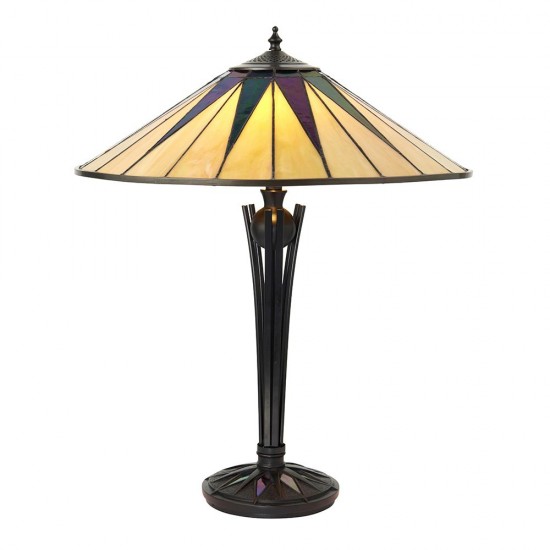 51418-001 Tiffany Glass & Black Table Lamp