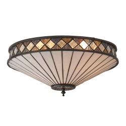 51460-001 Tiffany Glass & Dark Bronze 2 Light Flush 51460-001 Tiffany Glass & Dark Bronze 2 Light Flush