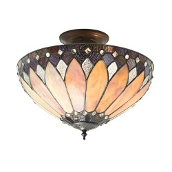 51495-001 Tiffany Glass & Dark Bronze 3 Light Semi Flush 51495-001 Tiffany Glass & Dark Bronze 3 Light Semi Flush