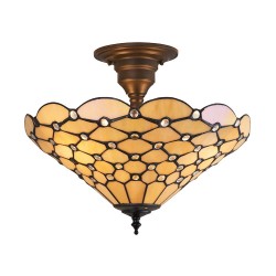 51496-001 Tiffany Glass & Dark Bronze Semi Flush 51496-001 Tiffany Glass & Dark Bronze Semi Flush