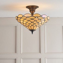 51496-001 Tiffany Glass & Dark Bronze Semi Flush 51496-001 Tiffany Glass & Dark Bronze Semi Flush
