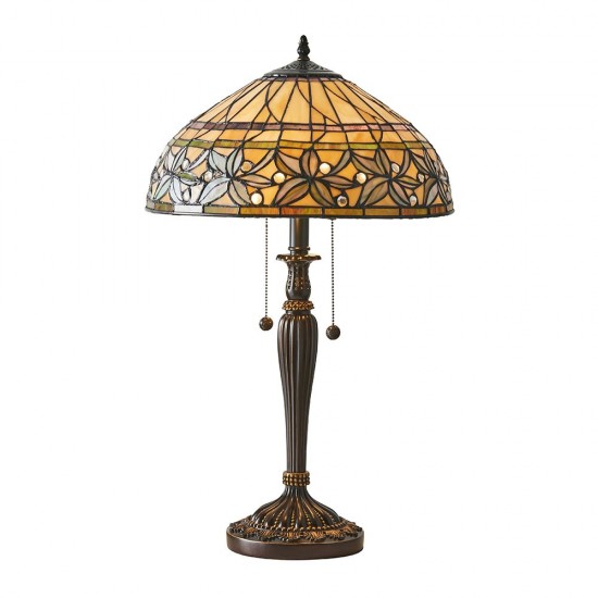 51566-001 Tiffany Glass & Dark Bronze Table Lamp