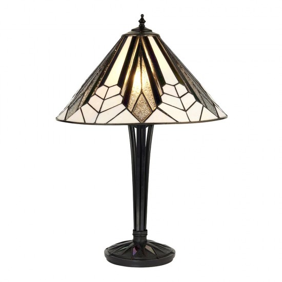 51568-001 Tiffany Glass & Black Table Lamp
