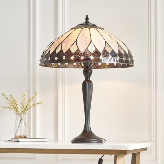 51572-001 Tiffany Glass & Dark Bronze Table Lamp