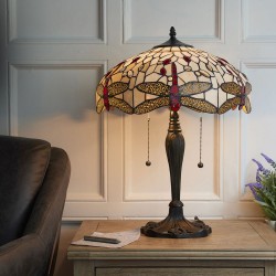 51581-001 Tiffany Glass & Dark Bronze Table Lamp