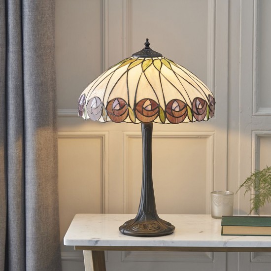 51589-001 Tiffany Glass & Dark Bronze Table Lamp