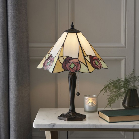 51590-001 Tiffany Glass & Dark Bronze Table Lamp