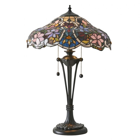 51604-001 Tiffany Glass & Dark Bronze Table Lamp