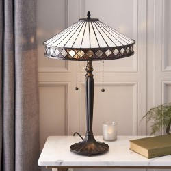 51619-001 Tiffany Glass & Dark Bronze 2 Light Table Lamp