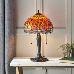51739-001 Tiffany Glass & Dark Bronze Table Lamp