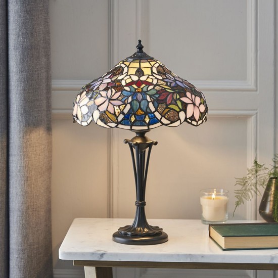 51750-001 Tiffany Glass & Dark Bronze Table Lamp