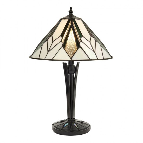 51758-001 Tiffany Glass & Black Table Lamp