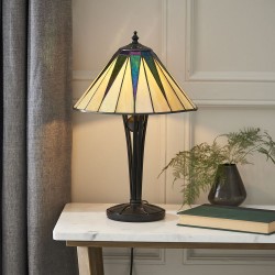 51760-001 Tiffany Glass & Black Table Lamp