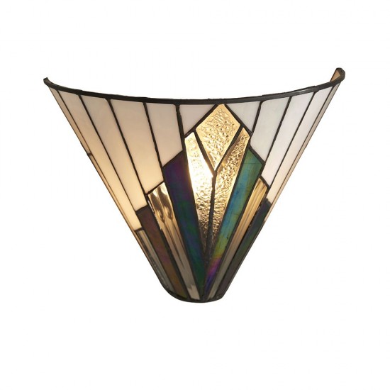 51893-001 Tiffany Glass & Matt Black Wall Lamp