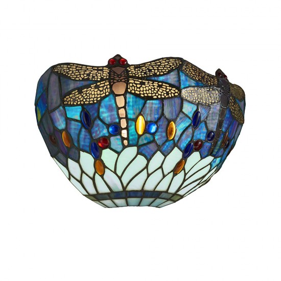 51901-001 Tiffany Glass & Black Wall Lamp