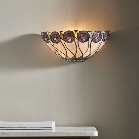 51906-001 Tiffany Glass & Matt Black Wall Lamp