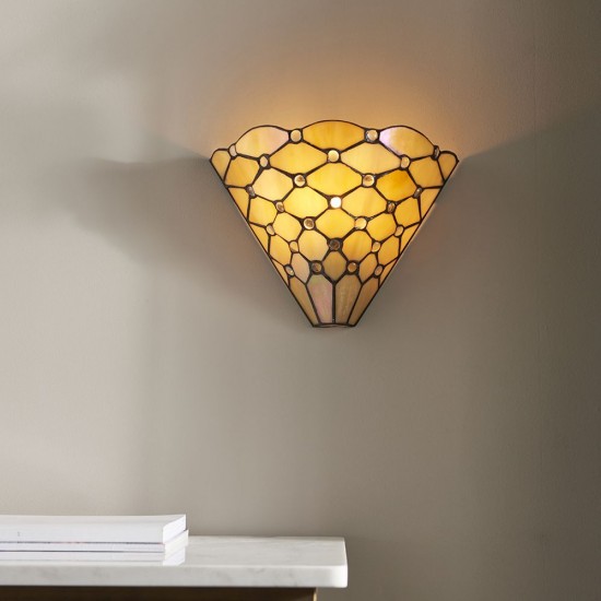 51914-001 Tiffany Glass & Black Wall Lamp