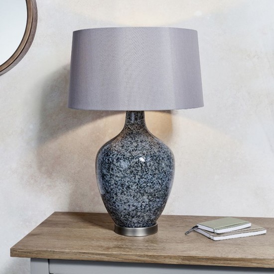 59185-001 Black with Grey Speckled Glass Table Lamp with Mink Shade 59185-001 Black with Grey Speckled Glass Table Lamp with Mink Shade