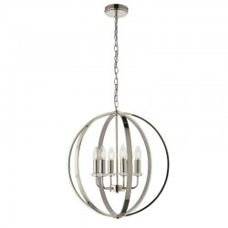59223-001 Bright Nickel 6 Light Pendant with Crystal