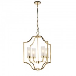59239-001 Satin Brass 4 Light Centre Fitting with Frosted Glasses