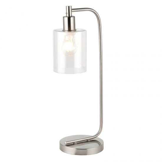 59310-001 Brushed Nickel Table Lamp with Clear Glass