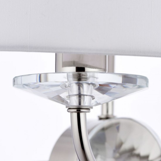 31629-001 White Shade & Nickel with Crystal Twin Wall Lamp