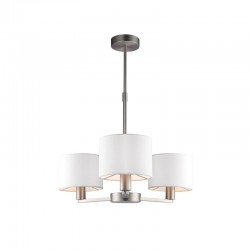 31649-001 Nickel 3 Light Centre Fitting with White Shades 31649-001 Nickel 3 Light Centre Fitting with White Shades