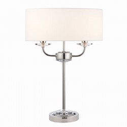 31672-001 Nickel 2 Light Table Lamp with Vintage White Shade