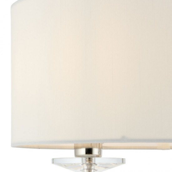 31672-001 White Shade & Nickel with Crystal 2 Light Table Lamp