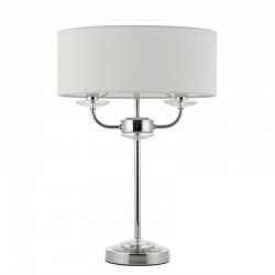 31672-001 Nickel 2 Light Table Lamp with Vintage White Shade 31672-001 Nickel 2 Light Table Lamp with Vintage White Shade