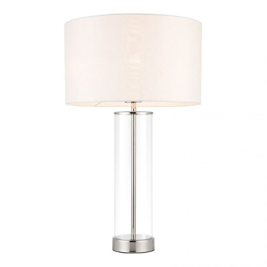 62088-001 Clear Glass & Bright Nickel Table Lamp with Vintage White
