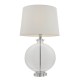 62091-001 Clear Oval Glass Table Lamp with White Linen Shade