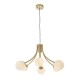 62093-001 Satin Brass 6 Light Pendant with White Glasses