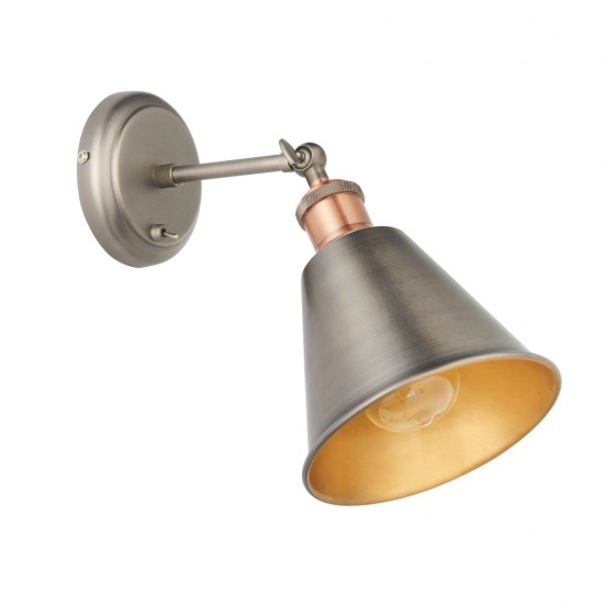 62098-001 Aged Pewter & Copper Wall Lamp