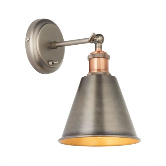 62098-001 Aged Pewter & Copper Wall Lamp