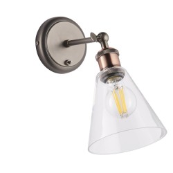 62099-001 Aged Pewter & Copper Wall Lamp with Clear Glass  62099-001 Aged Pewter & Copper Wall Lamp with Clear Glass