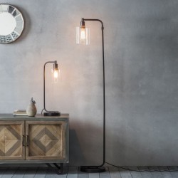 62150-001 Matt Black Floor Lamp with Clear Glass 62150-001 Matt Black Floor Lamp with Clear Glass
