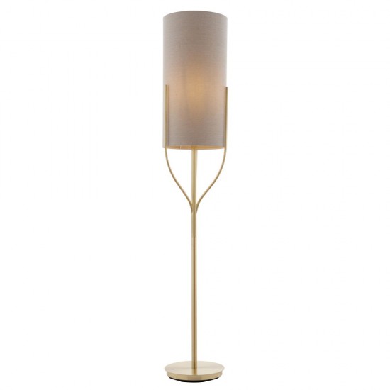 62158-001 Brushed Brass Floor Lamp with Natural Linen
