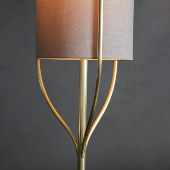 62158-001 Brushed Brass Floor Lamp with Natural Linen