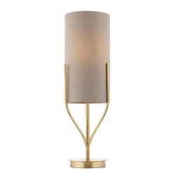 62159-001 Brushed Brass Table Lamp with Natural Linen Shade
