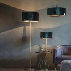 62412-001 Antique Brass 3 Light Pendant with Green Velvet Shade
