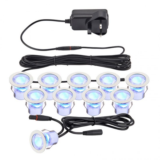 62435-001 Set of 10 LED Decking Lights Blue
