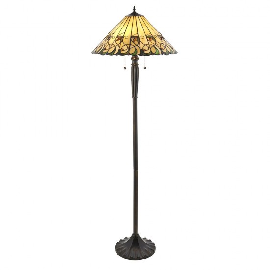 51271-001 Tiffany Glass & Dark Bronze Floor Lamp