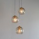 64701-001 Brushed Brass 3 Light Cluster Pendant with Amber Glasses