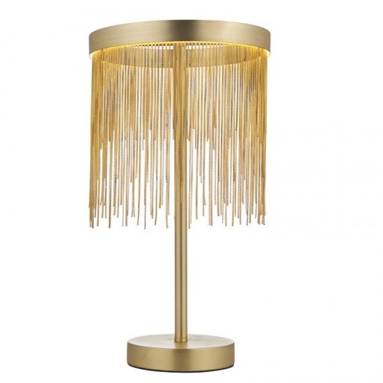 64704-001 Satin Brass LED Table Lamp with Delicate Chains