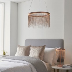 64705-001 Brushed Copper LED Pendant with Delicate Chains 