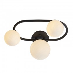 64712-001 Bathroom Black 3 Light Flush with White Glasses 64712-001 Bathroom Black 3 Light Flush with White Glasses