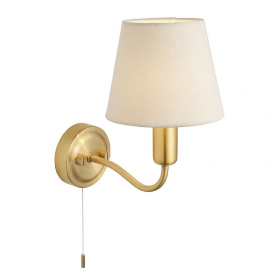 64714-001 Bathroom Satin Brass Wall Lamp with Ivory Shade