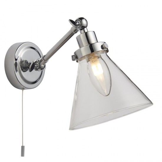 64715-001 Bathroom Polished Chrome Wall Lamp with Clear Glass